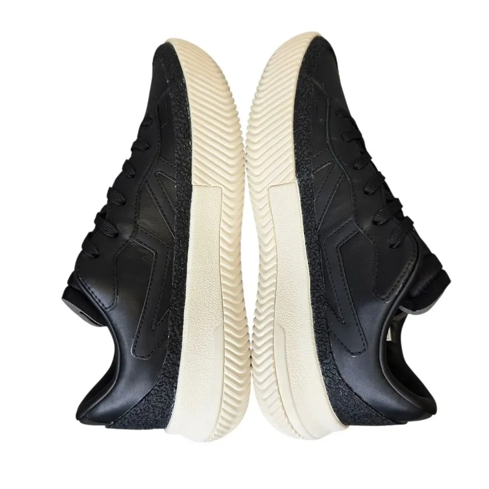 Brandblack Men’s 8.5 Black Leather Low Top Casual Streetwear Sneakers Shoes